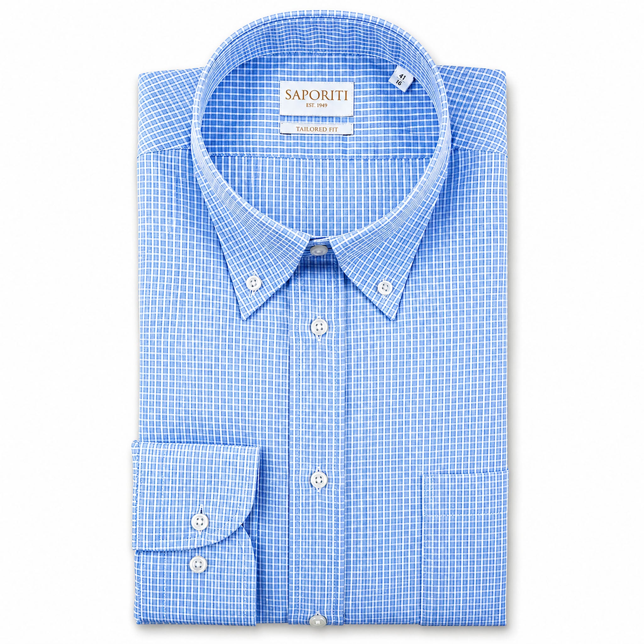 Camicia uomo 100% Cotone Popeline whitw and blu